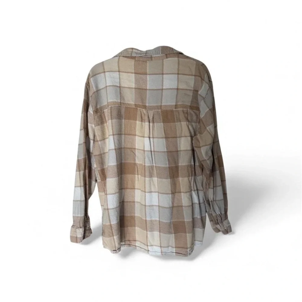Cotton on cream‎ and brown flannel shirt
